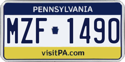 PA license plate MZF1490