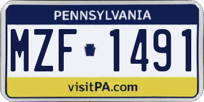 PA license plate MZF1491