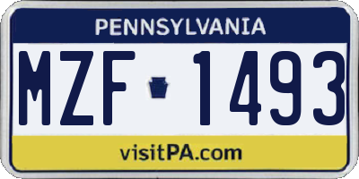 PA license plate MZF1493