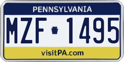 PA license plate MZF1495