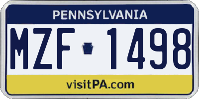 PA license plate MZF1498