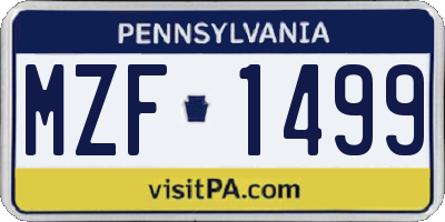 PA license plate MZF1499
