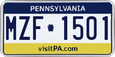 PA license plate MZF1501