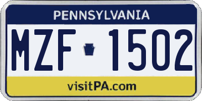 PA license plate MZF1502