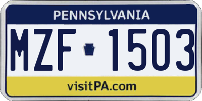 PA license plate MZF1503