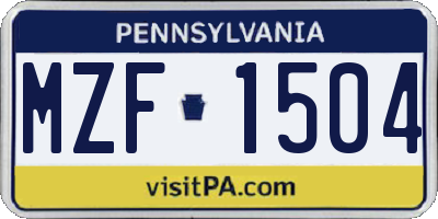 PA license plate MZF1504