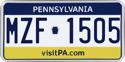 PA license plate MZF1505