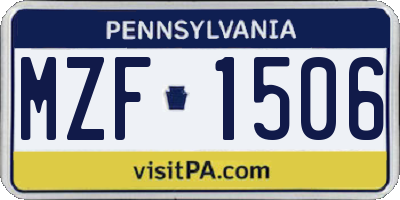 PA license plate MZF1506