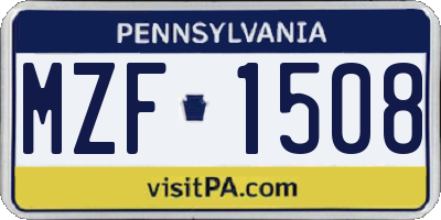 PA license plate MZF1508
