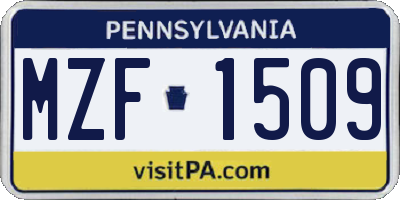 PA license plate MZF1509