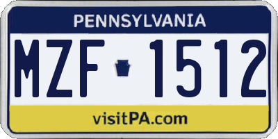 PA license plate MZF1512