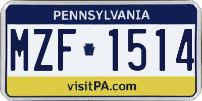 PA license plate MZF1514