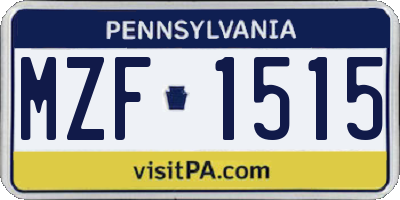 PA license plate MZF1515