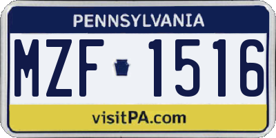 PA license plate MZF1516