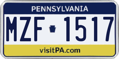 PA license plate MZF1517