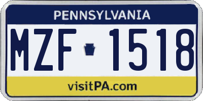 PA license plate MZF1518