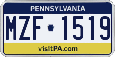 PA license plate MZF1519