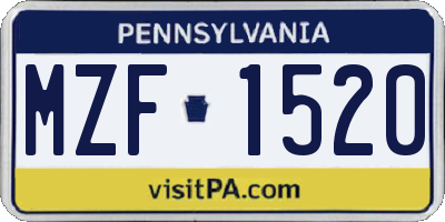 PA license plate MZF1520