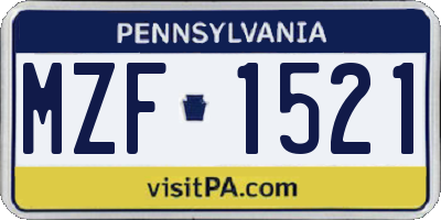 PA license plate MZF1521