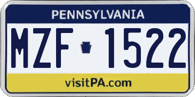 PA license plate MZF1522