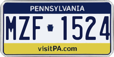 PA license plate MZF1524
