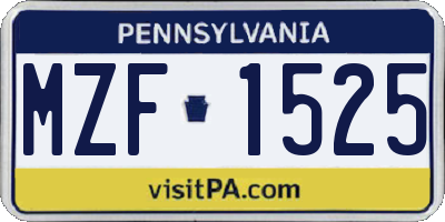 PA license plate MZF1525
