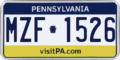 PA license plate MZF1526