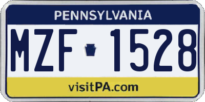 PA license plate MZF1528