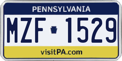 PA license plate MZF1529