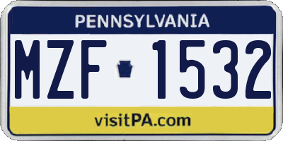 PA license plate MZF1532