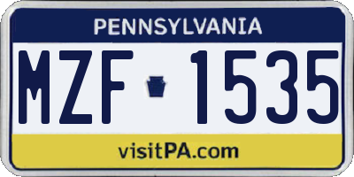 PA license plate MZF1535
