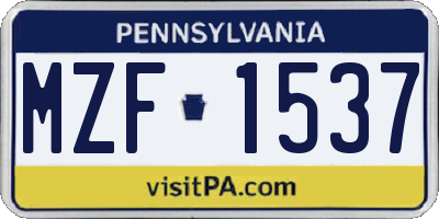 PA license plate MZF1537