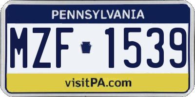 PA license plate MZF1539