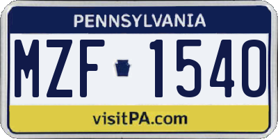 PA license plate MZF1540