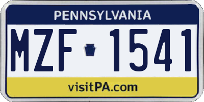 PA license plate MZF1541