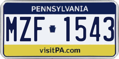 PA license plate MZF1543