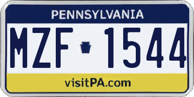 PA license plate MZF1544