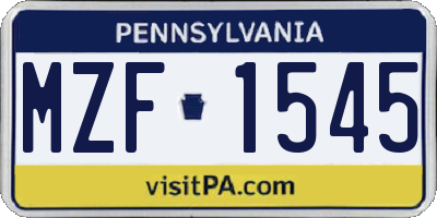 PA license plate MZF1545