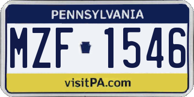 PA license plate MZF1546