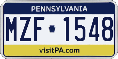 PA license plate MZF1548