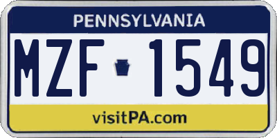 PA license plate MZF1549