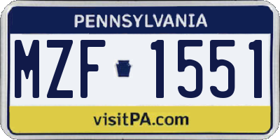 PA license plate MZF1551