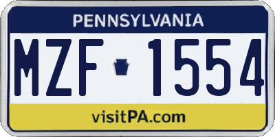 PA license plate MZF1554