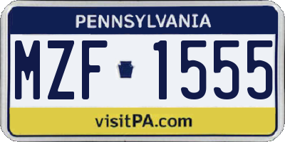 PA license plate MZF1555