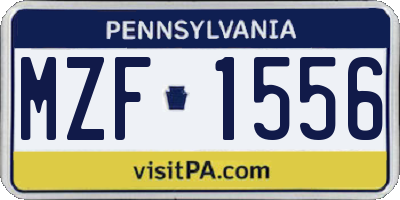 PA license plate MZF1556