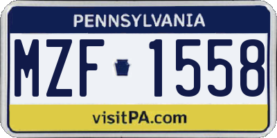 PA license plate MZF1558