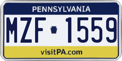 PA license plate MZF1559