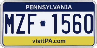 PA license plate MZF1560