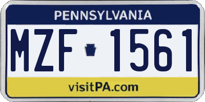 PA license plate MZF1561