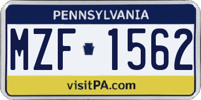 PA license plate MZF1562